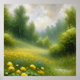 Poster Flores Amarelas em um Dia de Chuva