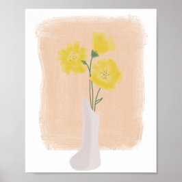 Poster Flores Amarelas em Vaso Arte Desenhada à Mão B