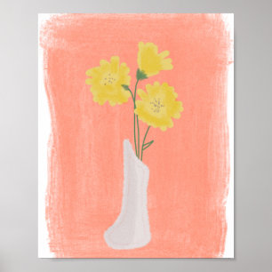 Poster Flores Amarelas em Vaso Arte Desenhada à Mão B