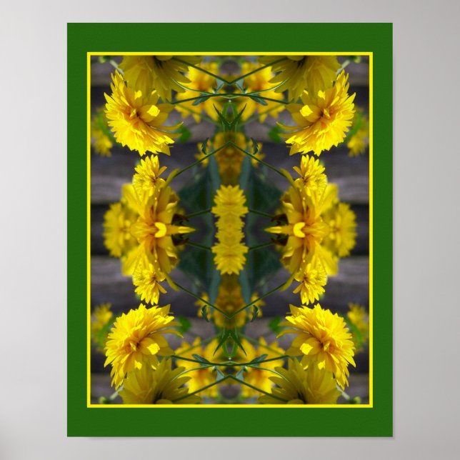 Poster Flores Amarelas Na Abstrato De Espelho Sunshine (Frente)