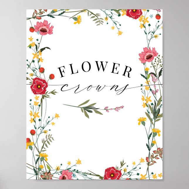 Poster Flores Amarelas Vermelhas de Flor Selvagem (Frente)
