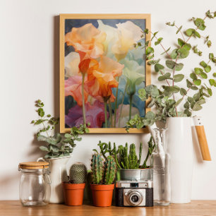 Póster Flores Aquarela Datura Elegante Moderna