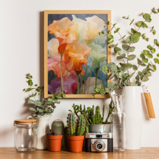 Póster Flores Aquarela Datura Elegante Moderna
