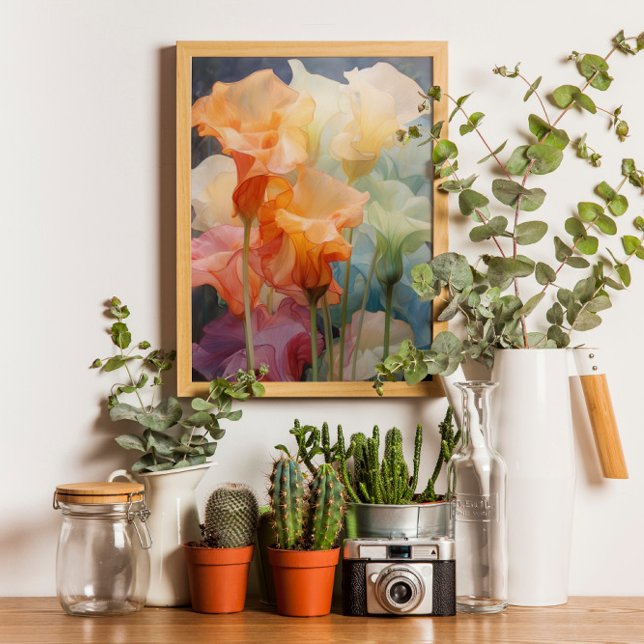 Póster Flores Aquarela Datura Elegante Moderna (Criador carregado)