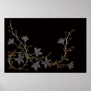 Poster Flores Art Déco em Preto