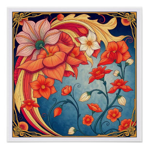 Póster Flores art nouveau