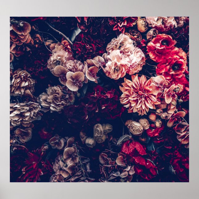 Poster Flores Artificiais Vintage: Fundo da Parede (Frente)