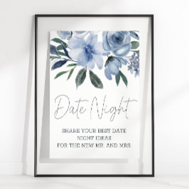 Poster Flores Azuis Dusty - Noite