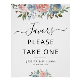 Póster Flores azuis e escamosas Sinal de favor