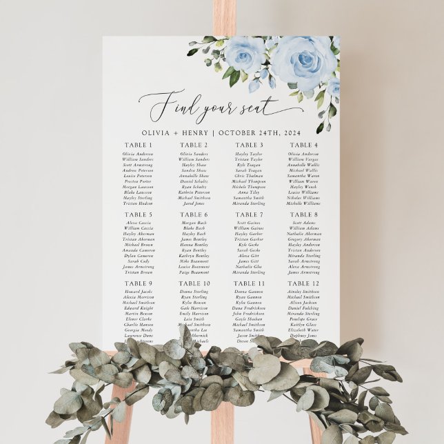Poster Flores Azuis Empoeiradas, Folhagens, Boho, Quadro  (Criador carregado)