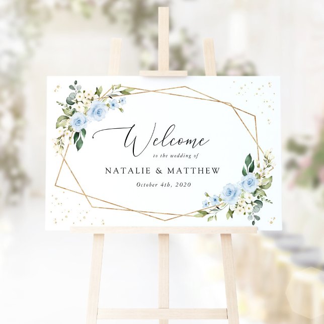 Poster Flores Azuis, Flores Brancas, Boho, Boas-Vindas Ca (Criador carregado)