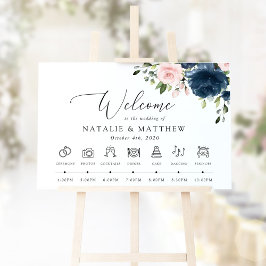 Poster Flores Azuis Marinho, Flores Rosadas, Cronologia d