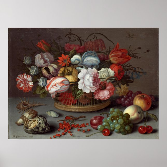 Poster Flores - Balthasar van der Ast Cartaz de Arte Fina (Frente)