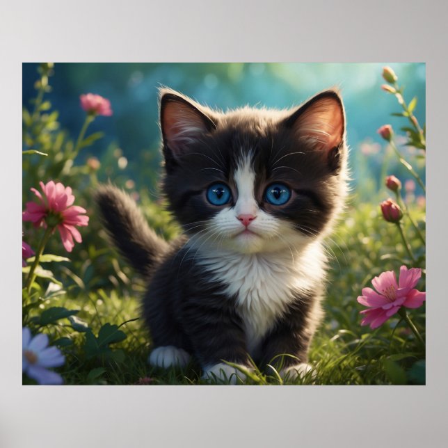 Poster *~* Flores Black Kitty Cat 5:4 Feline Kitten (Frente)