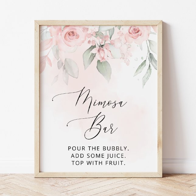 Poster Flores-Blush, Flores-Rosa, Boho, Bar Mimosa (Criador carregado)
