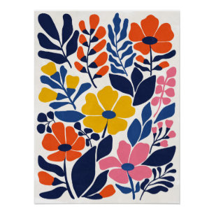 Póster Flores Boêmias Modernas de Meados do Século
