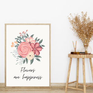 Poster Flores bonito De Buquê Floral São Felicidade
