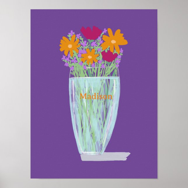 Poster Flores Bonito Doce +Nome Personalizado (Frente)