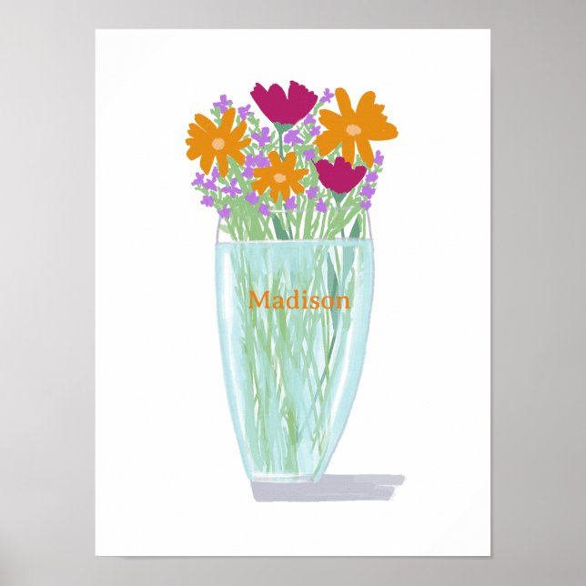 Poster Flores Bonito Doce +Nome Personalizado (Frente)