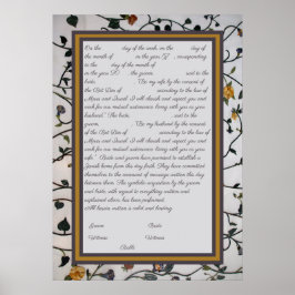 Poster Flores bordadas Ketubah - Texto canadense reformad