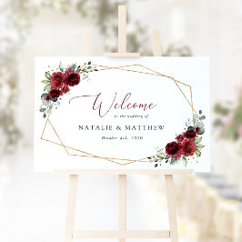 Poster Flores Borgonha, Flores Vermelhas, Boas-Vindas Cas