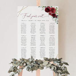 Poster Flores Borgonha, Flores Vermelhas, Boho, Carta de