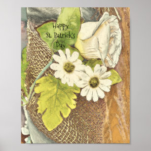Poster Flores brancas do dia de St Patrick feliz