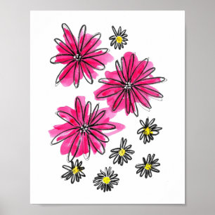 Poster Flores Brancas e Rosa Quiméricas