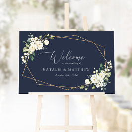 Poster Flores Brancas, Flores Creme, Boas-Vindas de Casam