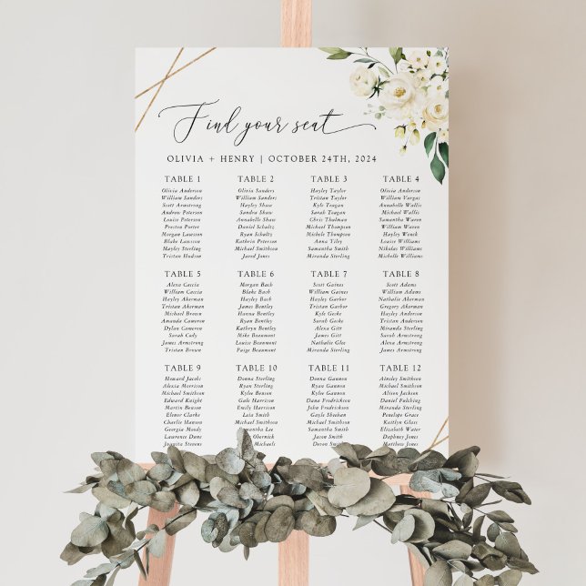 Poster Flores Brancas, Flores Creme, Boho, Carta de Assen (Criador carregado)