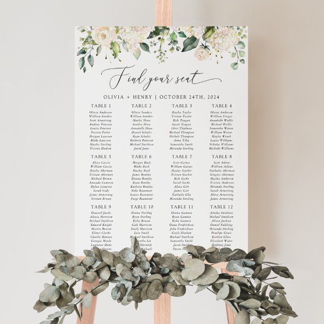 Poster Flores Brancas, Flores Creme, Boho, Mapa de Assent (Criador carregado)