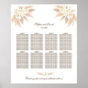 Poster Flores Brancas Pampas Grass Seating Chart