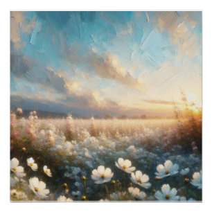 Póster Flores brancas sob um céu bonito