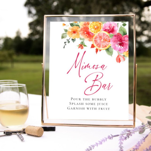 Poster Flores Brilhantes Citros Florais Bridal Mimosa Bar (Criador carregado)