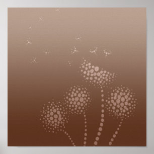 Poster flores brilhantes cor-de-rosa e castanho