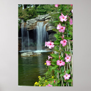 Póster Flores & cachoeira