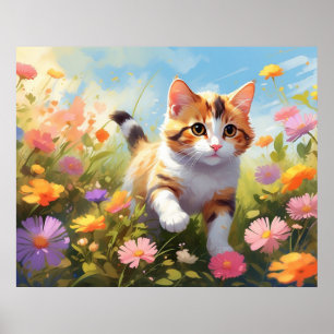 Poster *~* Flores Calico Kitty 5:4  Gatinho Gato AP68