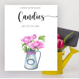 Poster Flores chá de fraldas adivinha quantos doces