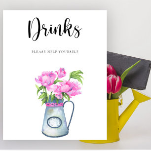 Poster Flores chás de fraldas Bebidas sirvam-se