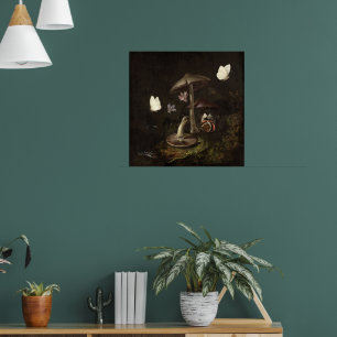 Poster Flores cogumelos borboletas lagarto & Cobra