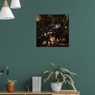 Poster Flores cogumelos borboletas sapo & Cobra