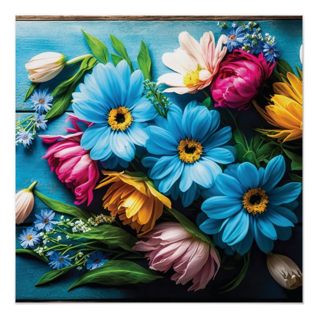 Póster Flores Coloridas (Frente)