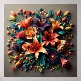Poster Flores Coloridas de Papel