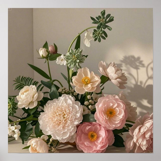 Poster Flores coloridas e elegantes inspiradas no vintage (Frente)