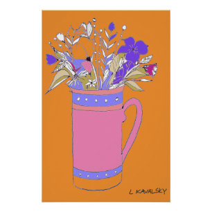 Póster Flores Coloridas Originais Laranja Num Poster De M