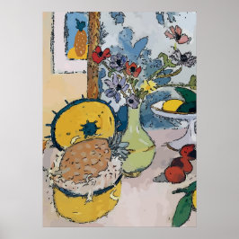 Póster Flores com ananás, após Matisse