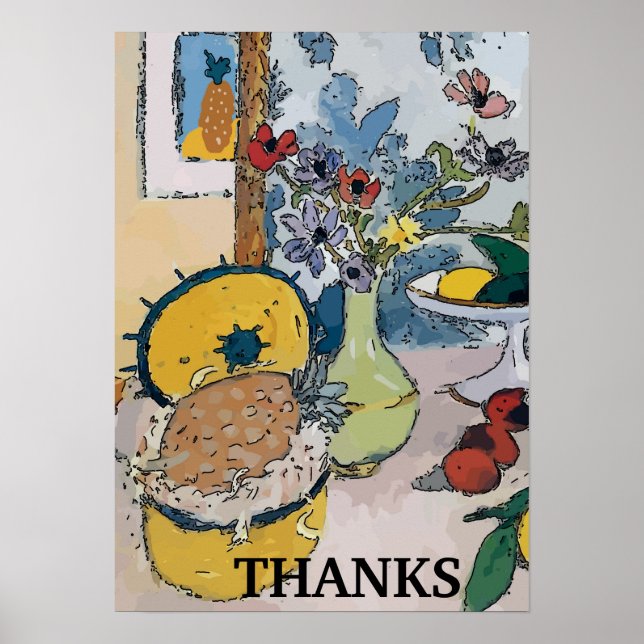 Poster Flores com ananás, após Matisse (Frente)