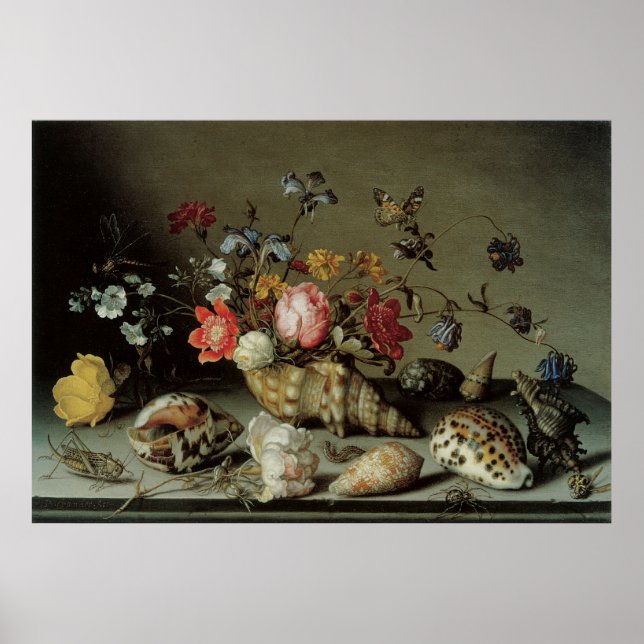 Poster Flores, conchas e insetos Balthasar van der Ast (Frente)