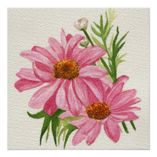 Póster Flores Cor-de-Rosa