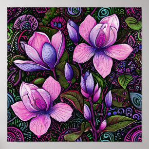 Poster Flores Cor-de-Rosa